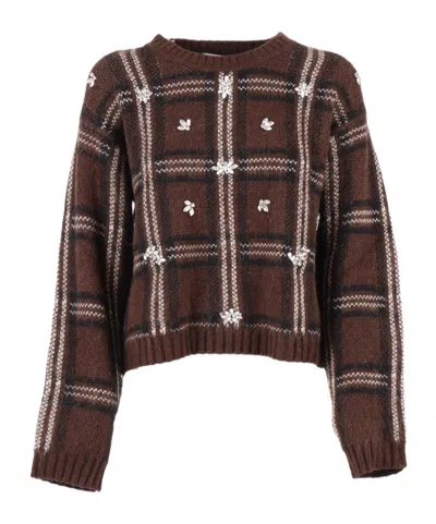 ERMANNO SCERVINO EMBELLISHED JACQUARD SWEATER