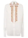 Ermanno Scervino Flocked-motifs Ramie Shirt In Bright White