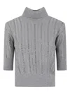 Ermanno Scervino Embellished Roll-neck Sweater In Gray