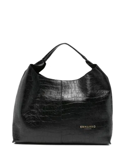 Ermanno Scervino Embossed Leather Tote Bag In Black