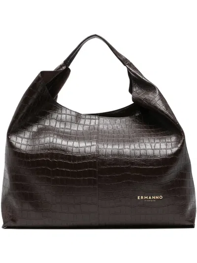 Ermanno Scervino Embossed Tote Bag In Brown