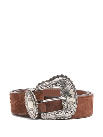 Ermanno Scervino Embroidered Belt In Brown