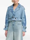 Ermanno Scervino Embroidered Belted Denim Jacket In Blue