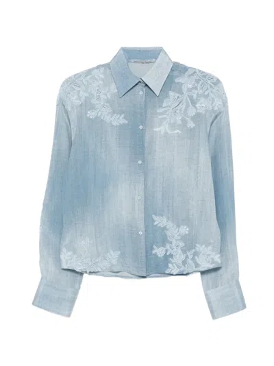 Ermanno Scervino Embroidered Buttoned Shirt In Blue