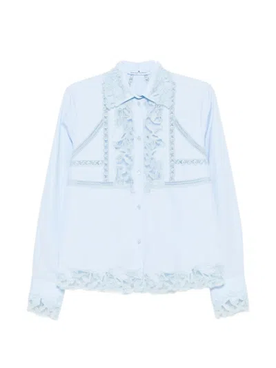 Ermanno Scervino Embroidered Cotton Shirt In Blue