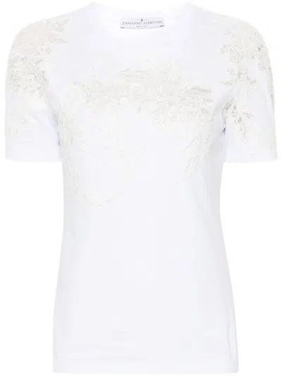 Ermanno Scervino Embroidered Jersey T-shirt In White