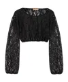 Ermanno Scervino Cropped Black Lace Top With Intricate Detailing In Black