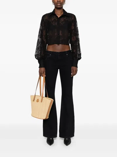 Ermanno Scervino Embroidered Cropped Shirt In Black