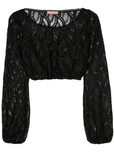 Ermanno Scervino Embroidered Cropped Top In Black