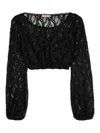 Ermanno Scervino Cropped Black Lace Top With Intricate Detailing In Black