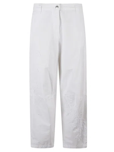 Ermanno Scervino Embroidered Cropped Trousers In Blue