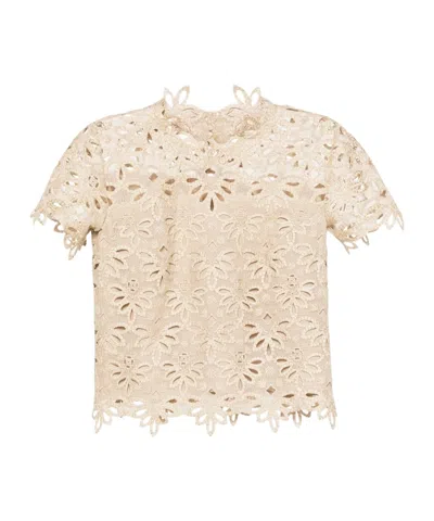 Ermanno Scervino Embroidered Cut-out Blouse In Nude