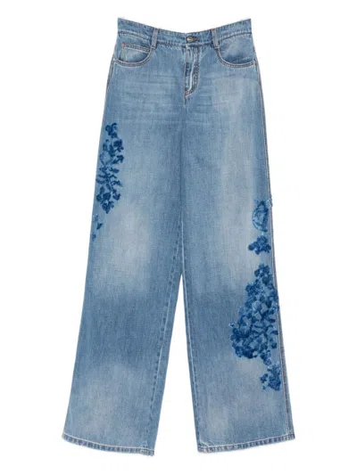 Ermanno Scervino Embroidered Denim Jeans In Blue