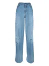 Ermanno Scervino Embroidered-detail Cotton Jeans In Blue