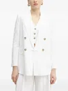 Ermanno Scervino Embroidered Double-breasted Blazer In White