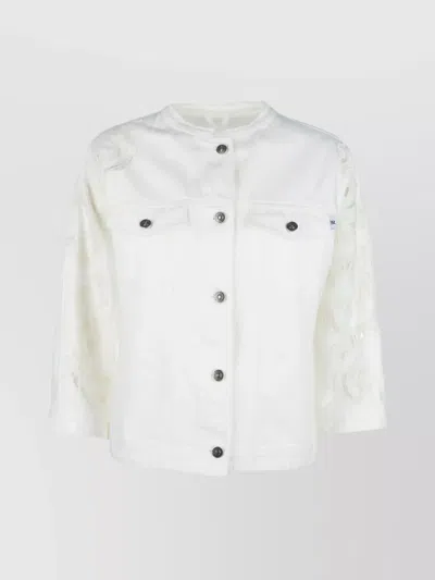 Ermanno Scervino Embroidered Front Pockets Long Sleeves Jacket In White