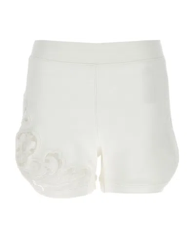 Ermanno Scervino Embroidered High-waisted Shorts In White