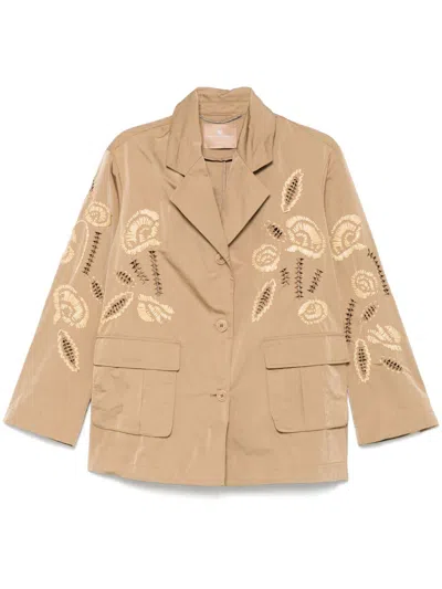 Ermanno Scervino Embroidered Jacket In Neutrals
