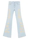 Ermanno Scervino Flared Leg Floral Embroidered Jeans In Blue