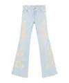 Ermanno Scervino Flared Leg Floral Embroidered Jeans In Light Blue