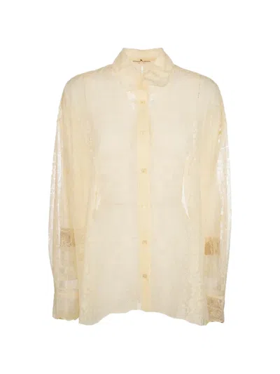 Ermanno Scervino Embroidered Lace Shirt In Neutral