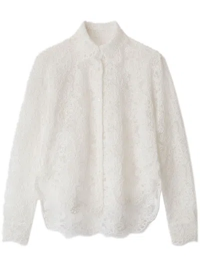 Ermanno Scervino Chantilly-lace Cotton Shirt In White
