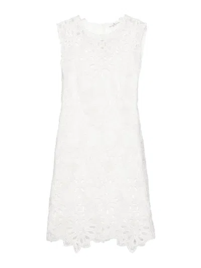 Ermanno Scervino Embroidered Lace Short Dress In White