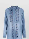 Ermanno Scervino Embroidered Lace-up Sheer Long Sleeve Top