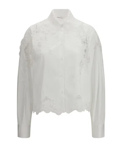 Ermanno Scervino Embroidered Laced Hem Shirt In White