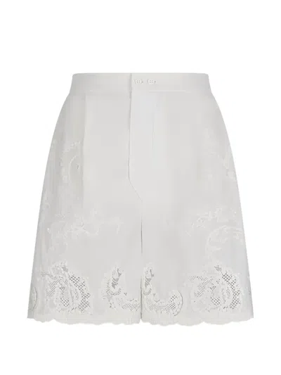 Ermanno Scervino Embroidered Lace-trim Shorts In White