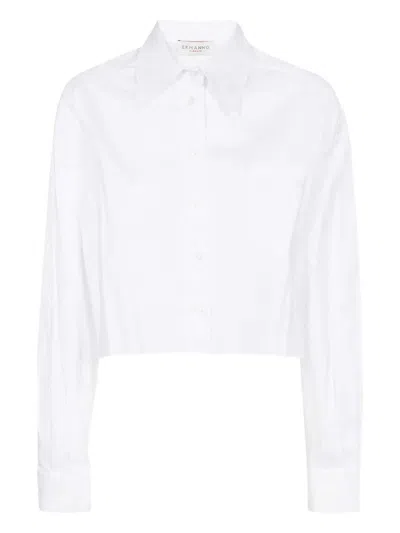 ERMANNO SCERVINO EMBROIDERED-LOGO COTTON SHIRT