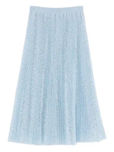 Ermanno Scervino Embroidered Long Skirt In Blue
