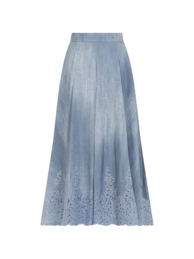 Ermanno Scervino Effortlessly Chic Midi Skirt In Blue
