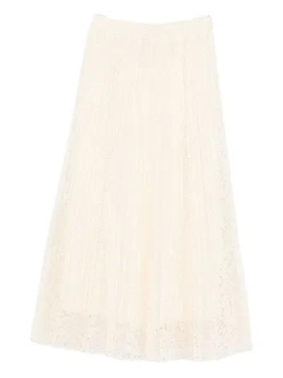 Ermanno Scervino Embroidered Long Skirt In White