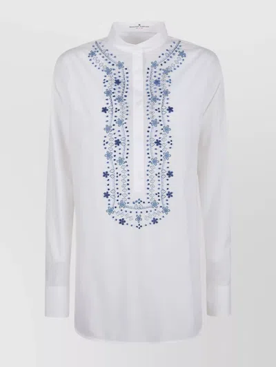 ERMANNO SCERVINO EMBROIDERED MANDARIN COLLAR SHIRT
