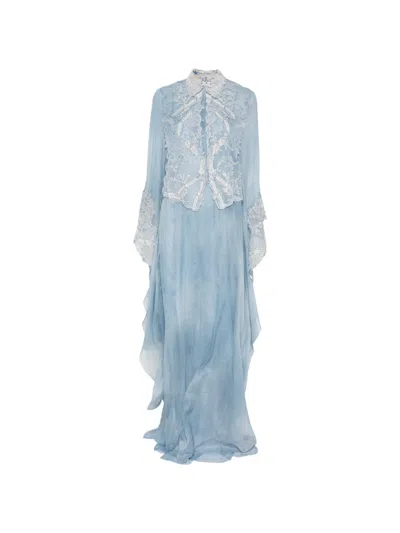Ermanno Scervino Embroidered Maxi Dress In Blue