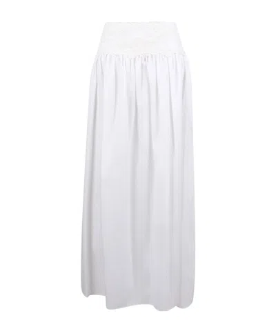 Ermanno Scervino Embroidered Midi Skirt In White