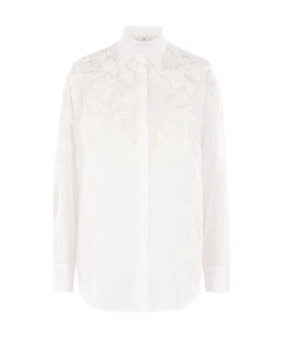ERMANNO SCERVINO ERMANNO SCERVINO HANDMADE RIBBON FLORAL EMBROIDERY OVERSIZED MUSLIN SHIRT