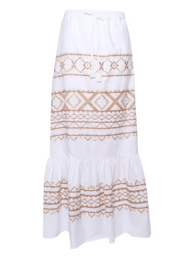Ermanno Scervino Embroidered Ruffled Skirt In White