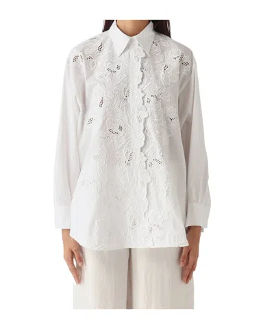 Ermanno Scervino Embroidered Scalloped Shirt In White