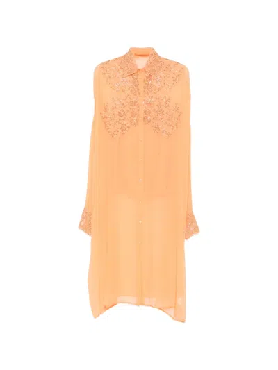 Ermanno Scervino Embroidered Sequin-embellished Midi Dress In Neutral