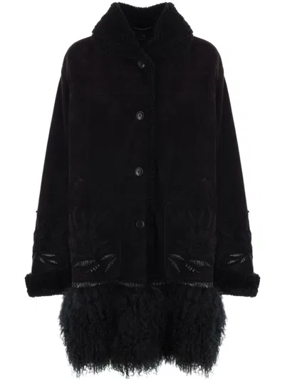 ERMANNO SCERVINO EMBROIDERED SHEARLING COAT