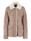 Ermanno Scervino Lambskin Jacket With Embroidery And Shearling Lining In Brown