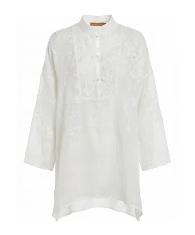 Ermanno Scervino Embroidered Sheer Panel Top In White