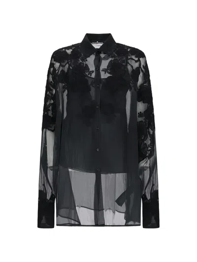 Ermanno Scervino Embroidered Sheer Shirt In Black