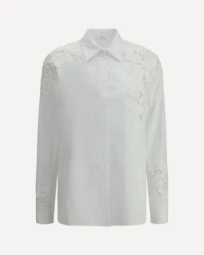 Ermanno Scervino Embroidered Shirt In Bright White/ottico