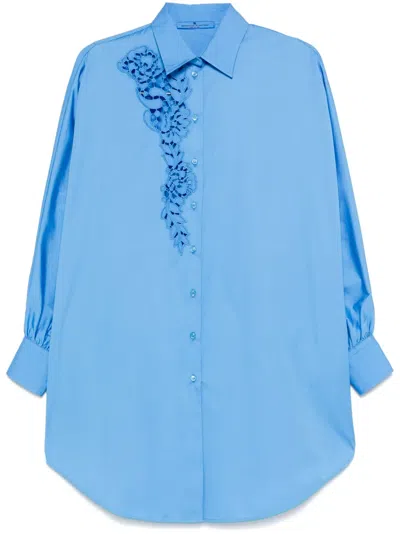Ermanno Scervino Embroidered Shirt In Blue