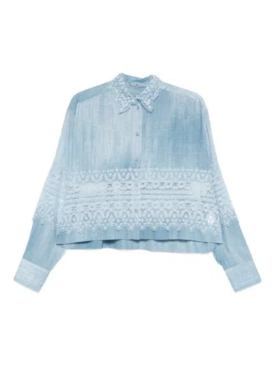 Ermanno Scervino Embroidered Shirt In Blue