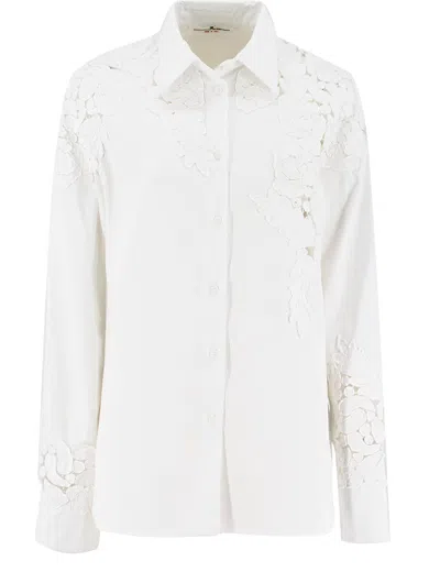 Ermanno Scervino Embroidered Shirt In Bright White/ottico