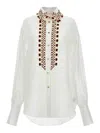 Ermanno Scervino Flocked-motifs Ramie Shirt In White